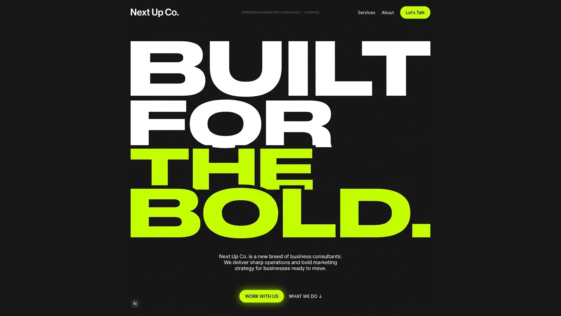 NextUp Co. homepage, pre-redesign